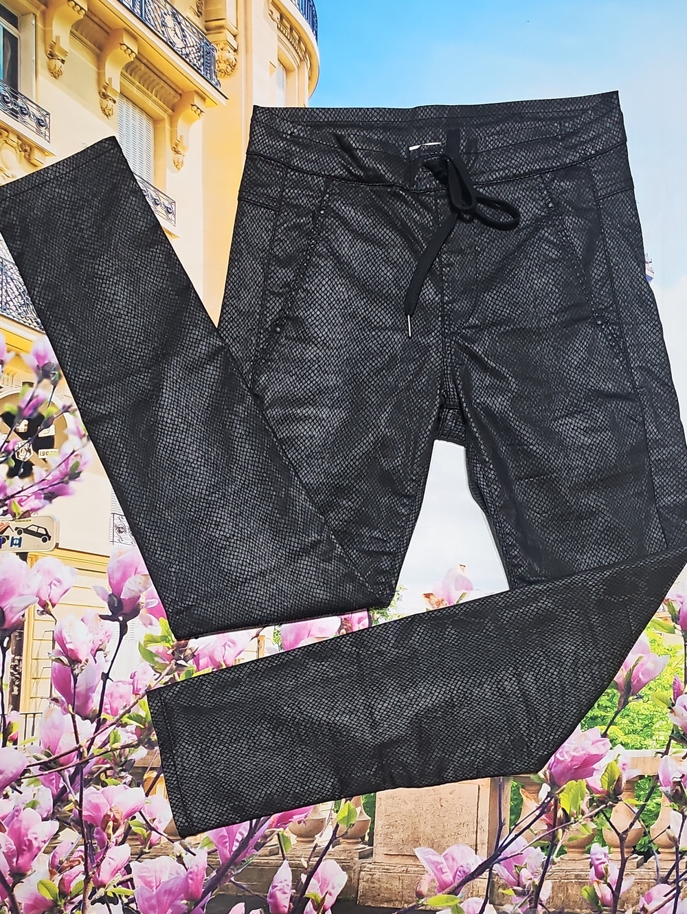 Urban By Alembika Animal Print Black Drawstring Pants Size 0